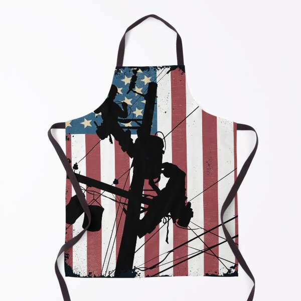 Item preview, Cool Retro American Lineman Silhouette - Patriotic Electrical Lineworker Art designed and sold by LineXpressions.