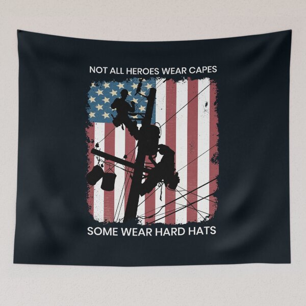 Item preview, Cool Retro American Lineman Silhouette - Patriotic Electrical Lineworker Art designed and sold by LineXpressions.