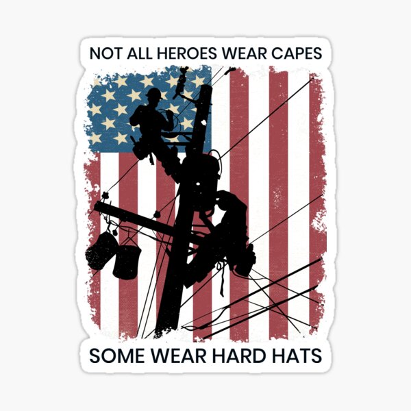Cool Retro American Lineman Silhouette - Patriotic Electrical Lineworker Art Sticker