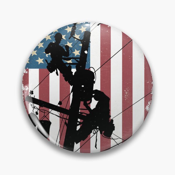 Item preview, Cool Retro American Lineman Silhouette - Patriotic Electrical Lineworker Art designed and sold by LineXpressions.