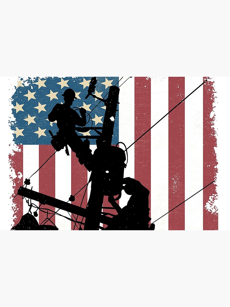Thumbnail 6 of 6, Bath Mat, Cool Retro American Lineman Silhouette - Patriotic Electrical Lineworker Art designed and sold by LineXpressions.