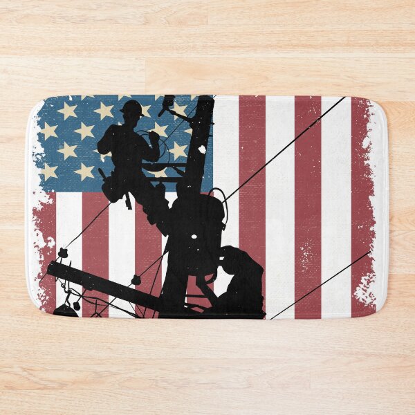 Item preview, Cool Retro American Lineman Silhouette - Patriotic Electrical Lineworker Art designed and sold by LineXpressions.