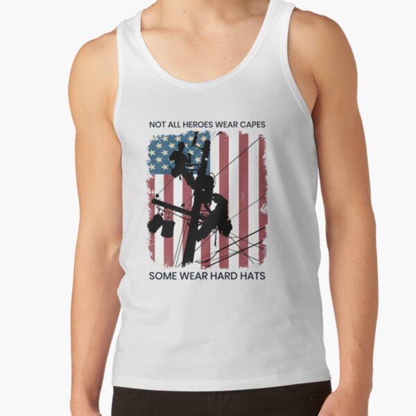 Cool Retro American Lineman Silhouette - Patriotic Electrical Lineworker Art Tank Top