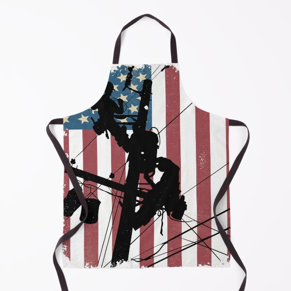 Item preview, Cool Retro American Lineman Silhouette - Patriotic Electrical Lineworker Art designed and sold by LineXpressions.
