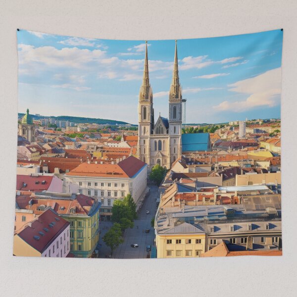 Aperçu de l'œuvre A Pop Art Travel Print of Zagreb - Croatia  créée et vendue par StudioRedKoala.