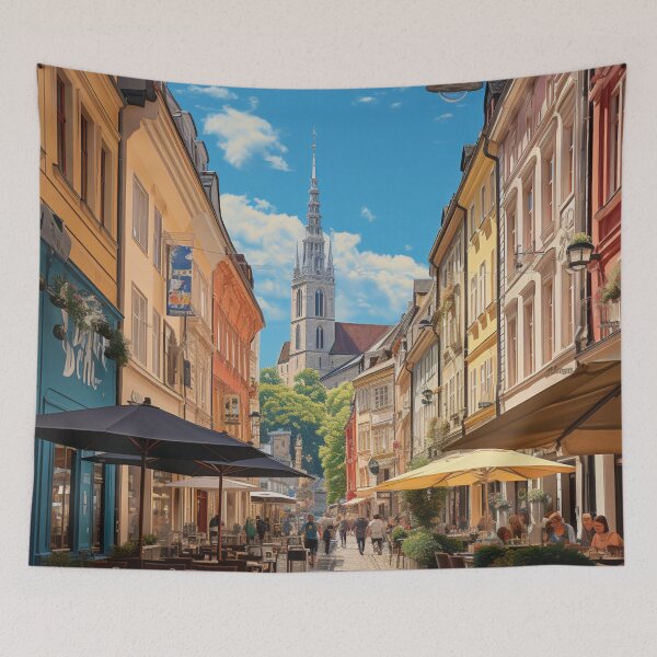 Aperçu de l'œuvre A Pop Art Travel Print of Zagreb - Croatia  créée et vendue par StudioRedKoala.
