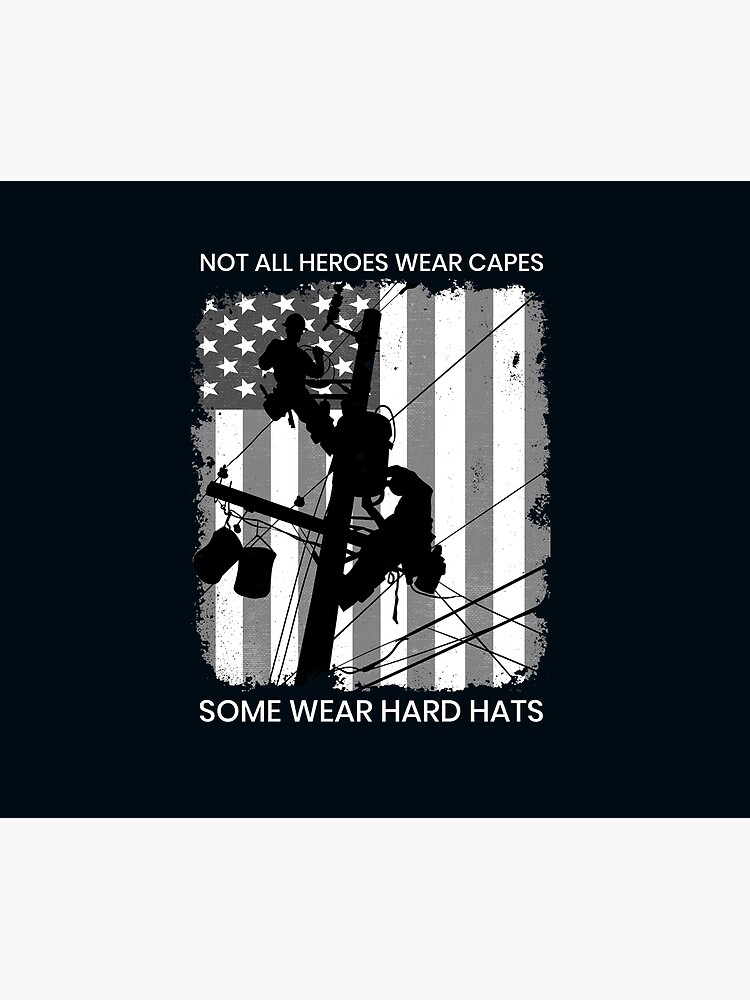 Thumbnail 6 of 6, Throw Blanket, Patriotic American Lineman - Not All Heroes Wear Capes, Some Wear Hard Hats designed and sold by LineXpressions.