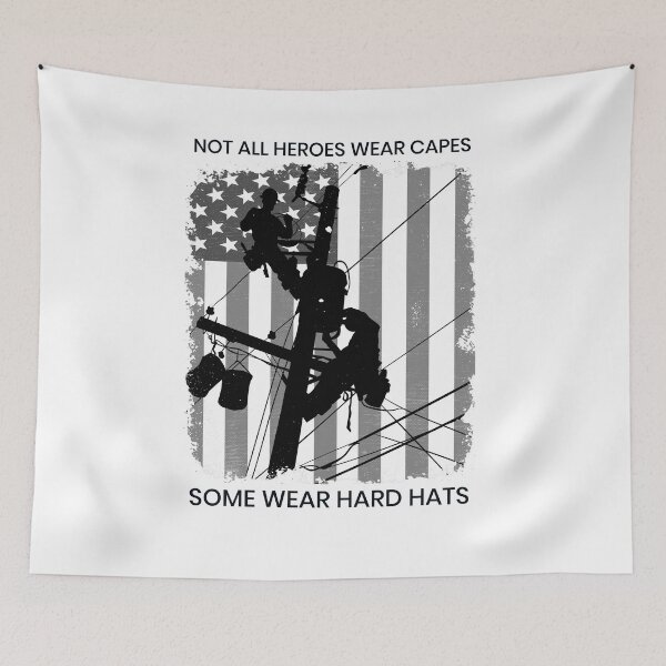 Item preview, Patriotic American Lineman - Not All Heroes Wear Capes, Some Wear Hard Hats designed and sold by LineXpressions.