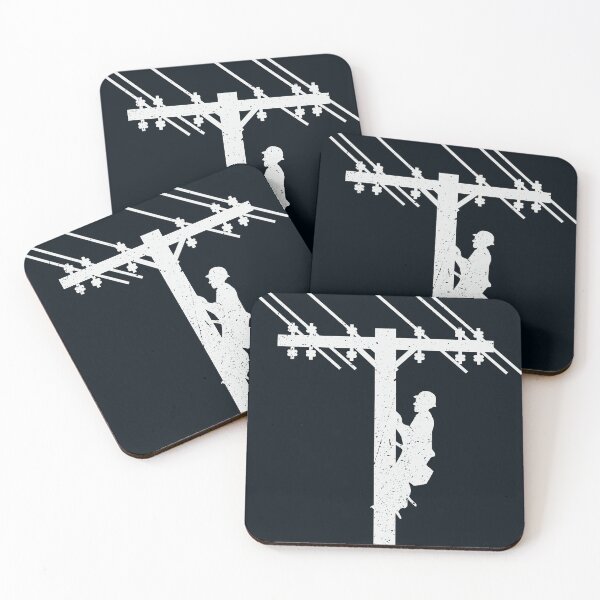 Item preview, Cool Vintage Lineman Silhouette on Utility Poles designed and sold by LineXpressions.