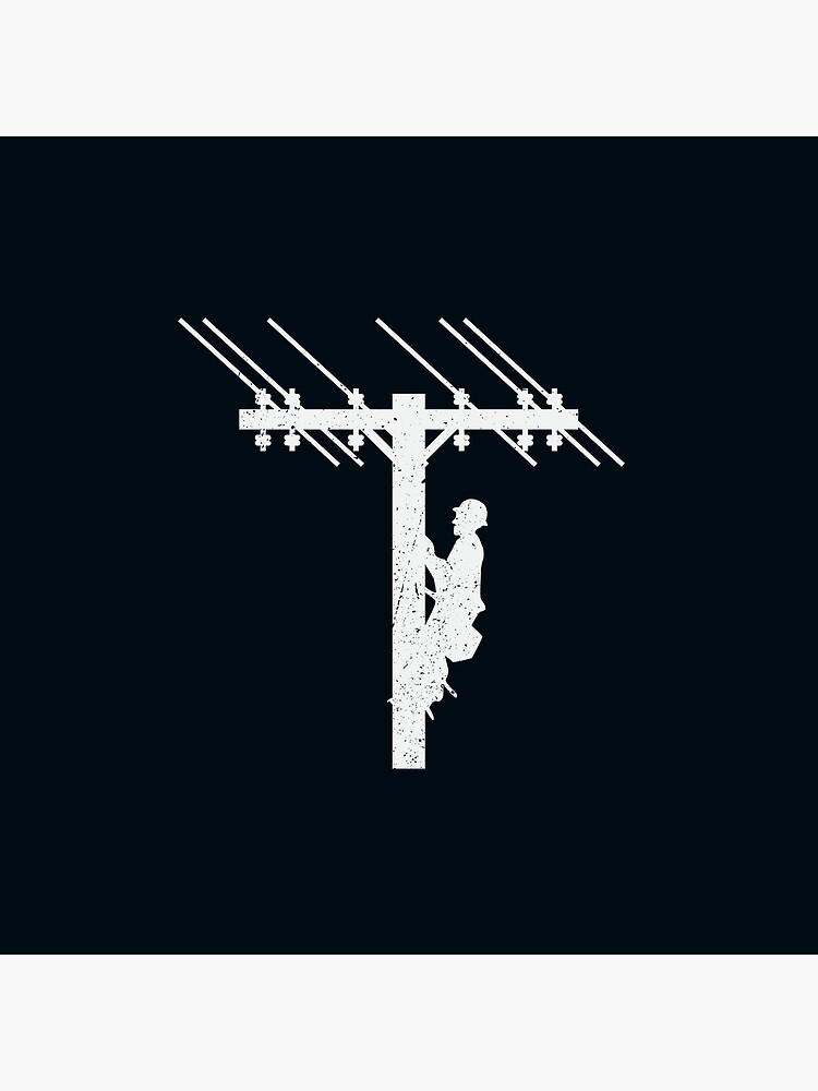 Thumbnail 4 of 4, Pillow, Cool Vintage Lineman Silhouette on Utility Poles designed and sold by LineXpressions.