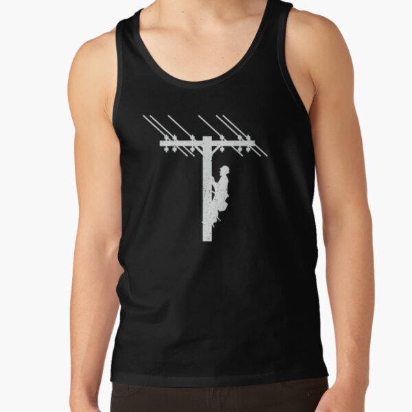 Cool Vintage Lineman Silhouette on Utility Poles Tank Top