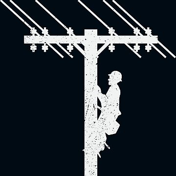 Artwork thumbnail, Cool Vintage Lineman Silhouette on Utility Poles by LineXpressions