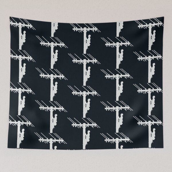 Item preview, Cool Vintage Lineman Silhouette on Utility Poles designed and sold by LineXpressions.