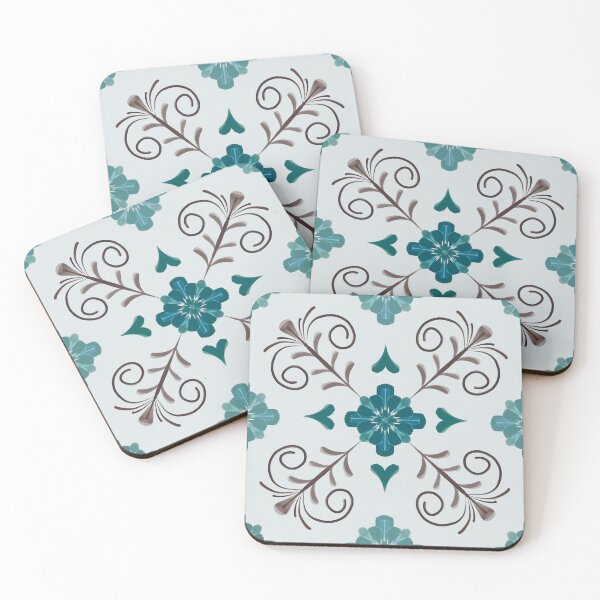Item preview, Mediterranean Like Tile Design in Molasses Brown and Turquoise designed and sold by OaktreeStudio.