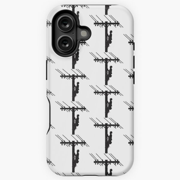 Cool Vintage Lineman Silhouette on Utility Poles iPhone Tough Case