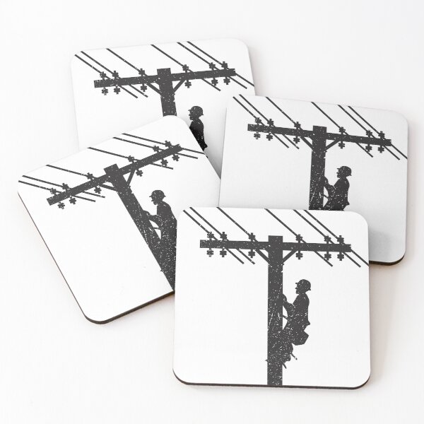 Item preview, Cool Vintage Lineman Silhouette on Utility Poles designed and sold by LineXpressions.