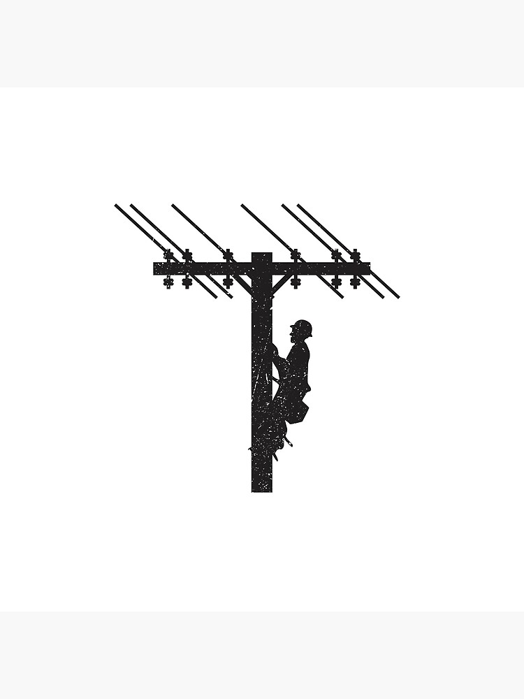 Thumbnail 4 of 4, Pillow, Cool Vintage Lineman Silhouette on Utility Poles designed and sold by LineXpressions.