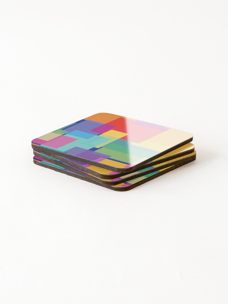 Thumbnail 4 of 5, Coasters (Set of 4), Bright Geometric Abstract Pattern designed and sold by StephersMc.
