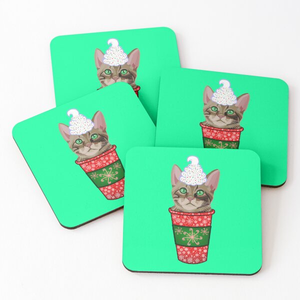 Item preview, Christmas Peppermint Mocha Coffee Tabby Cat  designed and sold by Deborah Camp.