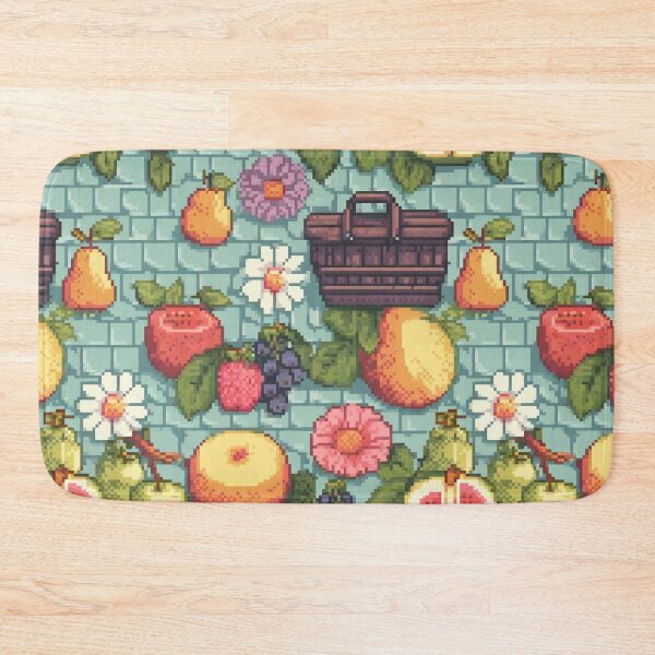 Item preview, Pixellated rainbow fruits and flowers picnic pattern designed and sold by CreativeNxt.