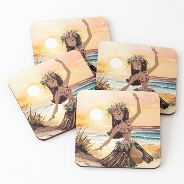 Item preview, Tiki Island Girl on Sunset Beach designed and sold by MoodyMuseArt.