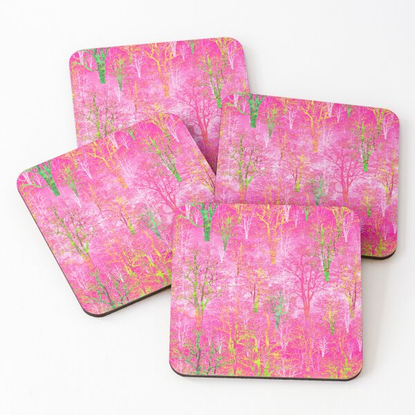 Item preview, An endless forest - bright pink, yellow, fluorescent color. designed and sold by My-fake-places.