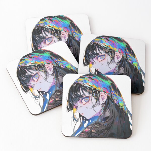 Item preview, Beautiful Weird Creepy Rainbow Veil Anime Girl designed and sold by bubblegoth.