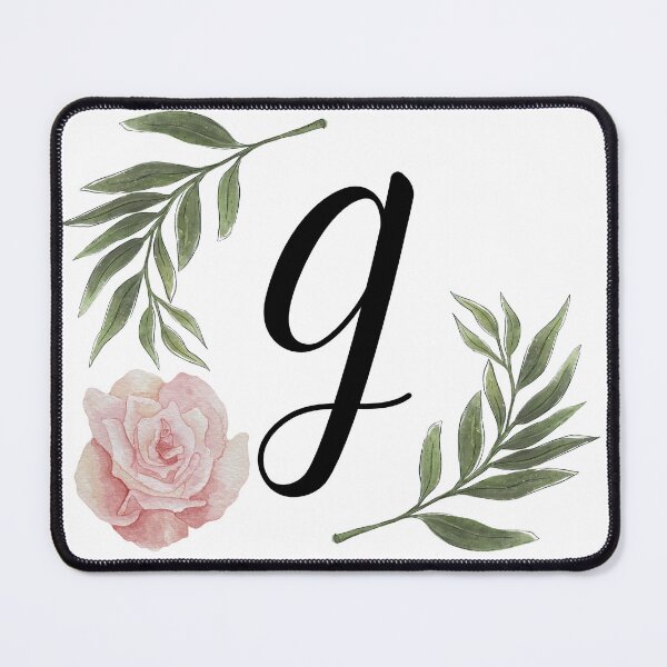 Item preview, The Letter "G" With Pink Rose And Green Leaves. designed and sold by LisaDesigns323.