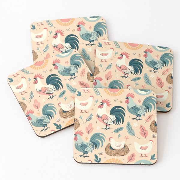 Item preview, rooster chicken and hen pattern designed and sold by Aryabek.