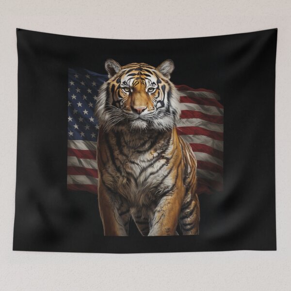 Aperçu de l'œuvre Tigre sur le fond du drapeau créée et vendue par Master-Print.