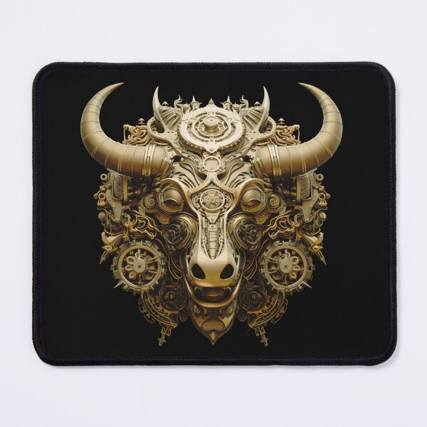 Item preview, Bull's Head in Mechanical Style designed and sold by stainedglass101.