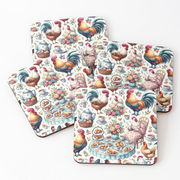 Item preview, Rooster Chicken Hen pattern tea designed and sold by Aryabek.