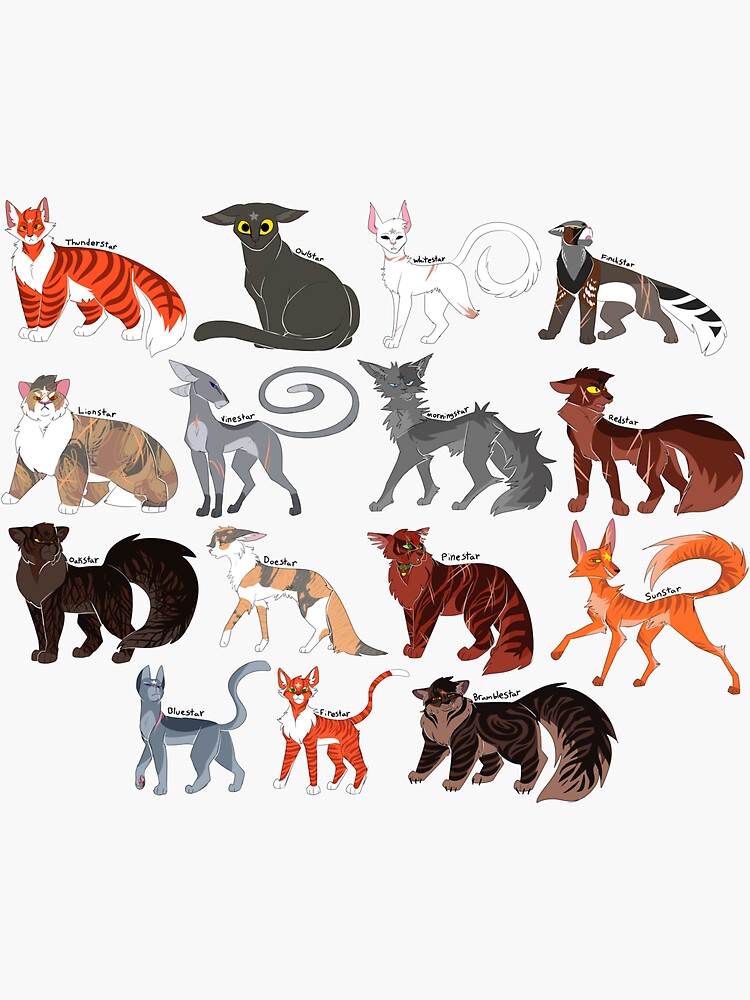 "Every Thunderclan Leader Ever" Sticker By Draikinator | Redbubble