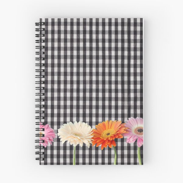 Item preview, Gerbera flowers on black gingham plaid designed and sold by Neeshki.