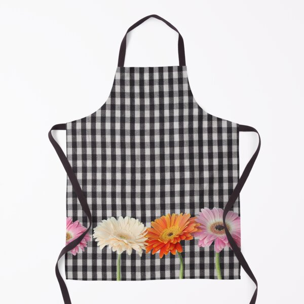 Item preview, Gerbera flowers on black gingham plaid designed and sold by Neeshki.