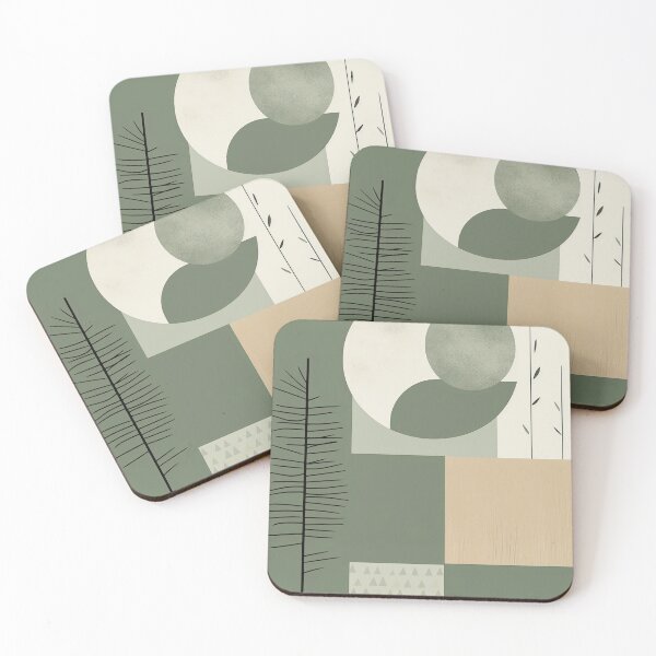 Item preview, Japandi sage green abstract art designed and sold by filigreedigital.