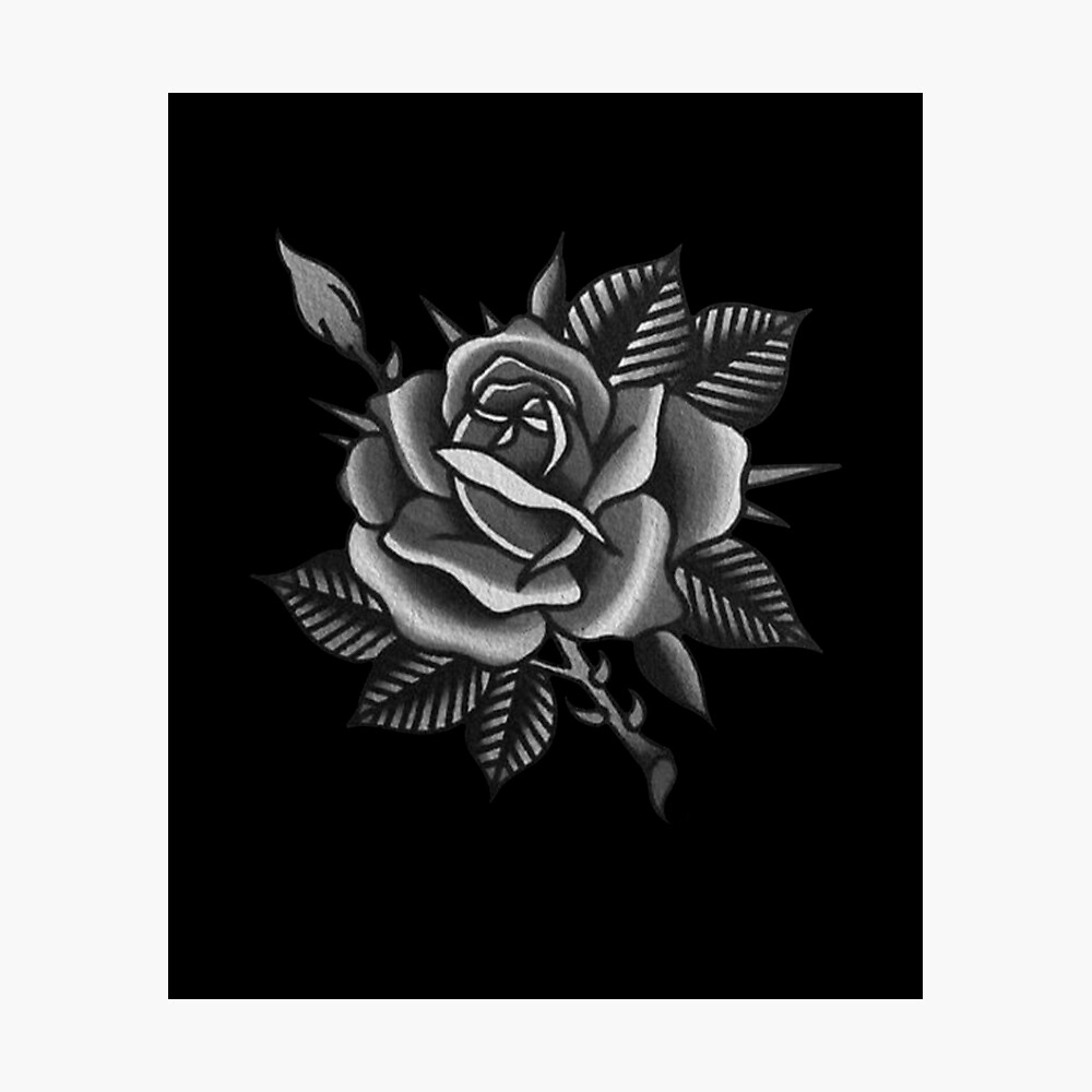 Traditional Rose Tattoo Black And Grey