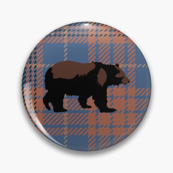 Item preview, Big Bear on Late Fall Walk By The River Brown and Blue Plaid designed and sold by GreenCarbon2112.