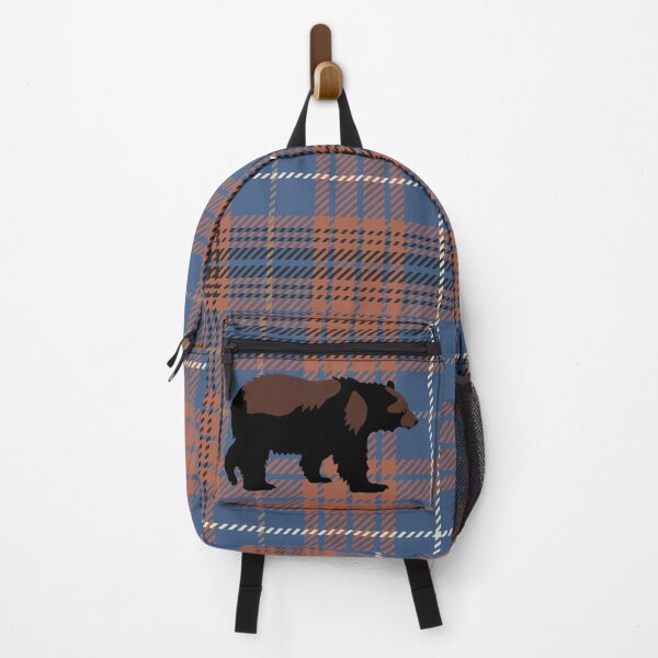 Item preview, Big Bear on Late Fall Walk By The River Brown and Blue Plaid designed and sold by GreenCarbon2112.