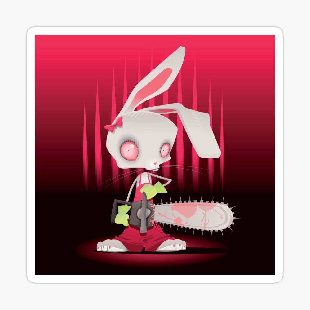 Rabbit psychopath Sticker by maelyne | Redbubble