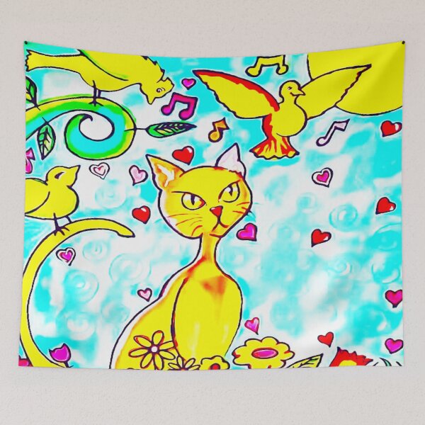 Item preview, Perturbed Cat Watches Birds designed and sold by gleefulme.