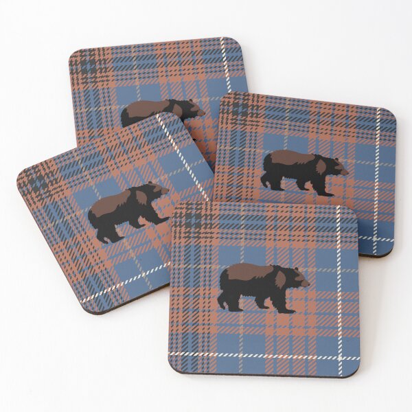 Item preview, Big Bear on Late Fall Walk By The River Brown and Blue Plaid designed and sold by GreenCarbon2112.
