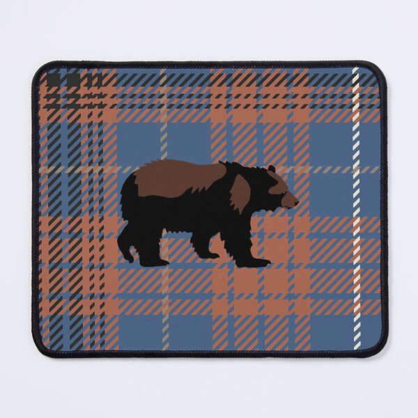 Item preview, Big Bear on Late Fall Walk By The River Brown and Blue Plaid designed and sold by GreenCarbon2112.
