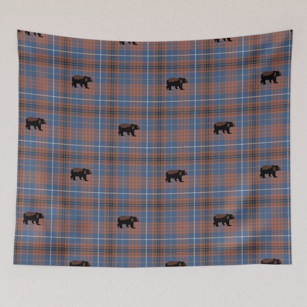Item preview, Big Bear on Late Fall Walk By The River Brown and Blue Plaid designed and sold by GreenCarbon2112.