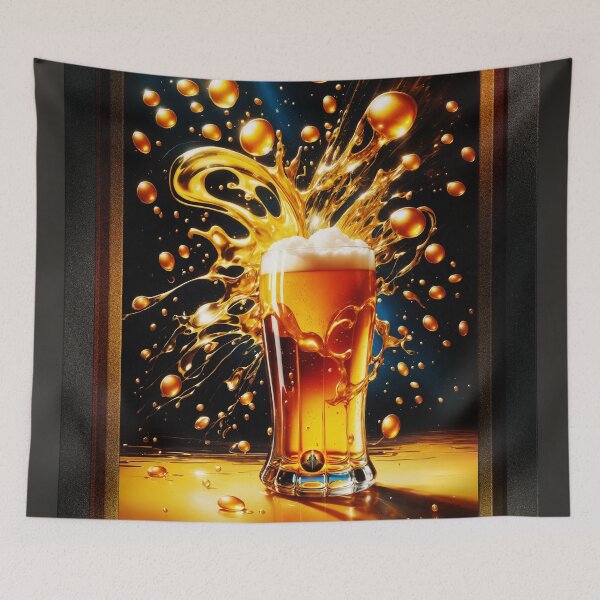 Item preview, The Explosive Deliciousness Of Beer Retro Fusion Beer Lovers Poster Art AI Concept Creation by Xzendor7 designed and sold by Xzendor7 Digital Art Creations.