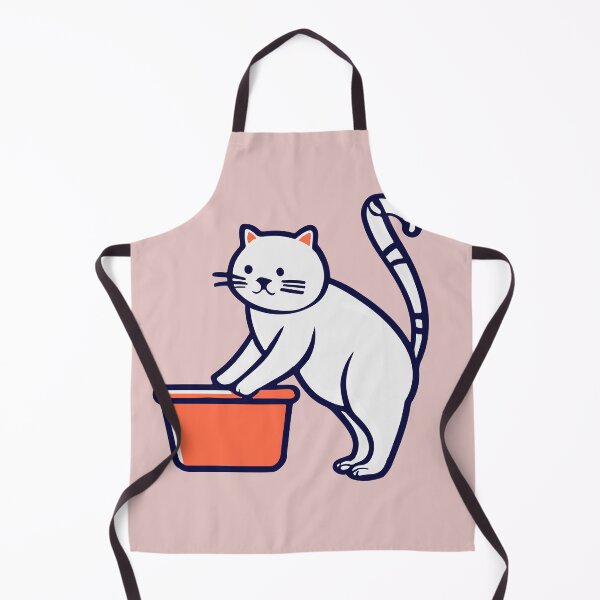 Item preview, cute and smiley black cat sitting in its cat litter box designed and sold by The Knick Knack Nook.