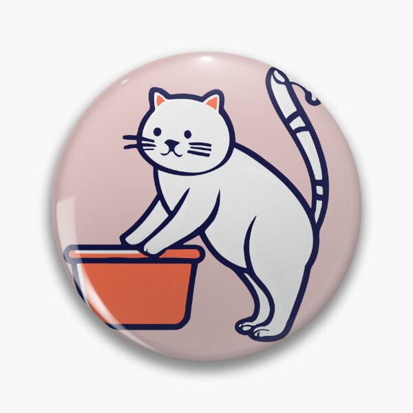 Item preview, cute and smiley black cat sitting in its cat litter box designed and sold by The  Knick Knack Nook.