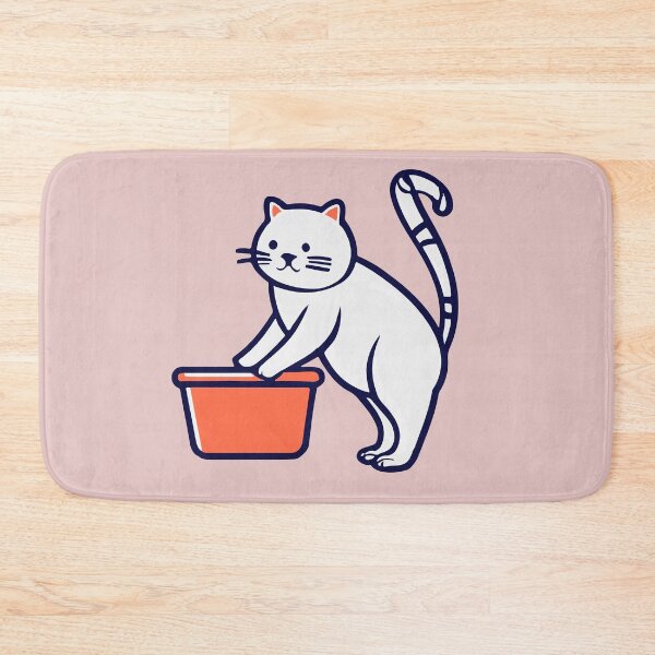 Item preview, cute and smiley black cat sitting in its cat litter box designed and sold by The  Knick Knack Nook.