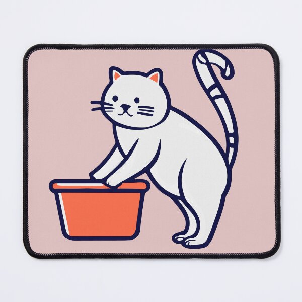 Item preview, cute and smiley black cat sitting in its cat litter box designed and sold by The Knick Knack Nook.