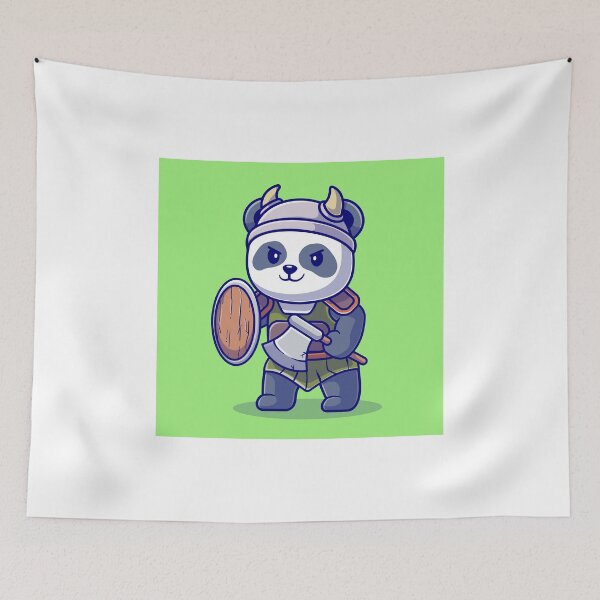 Item preview, Cute Panda Knight Viking Cartoon Vector Icon designed and sold by hjian8219.